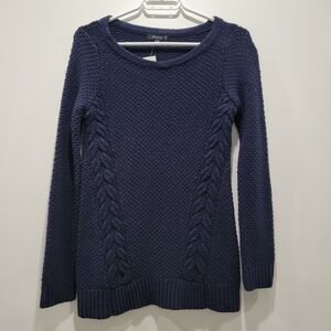 RW&CO. Navy Blue Cable Knit Sweater Sz XS